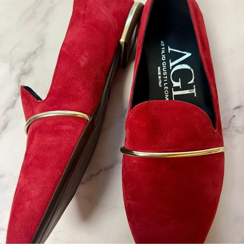 AGL Attilio Giusti Leombruni Red Suede Slip On Casual Womens Shoe Size 36 - Picture 6 of 17
